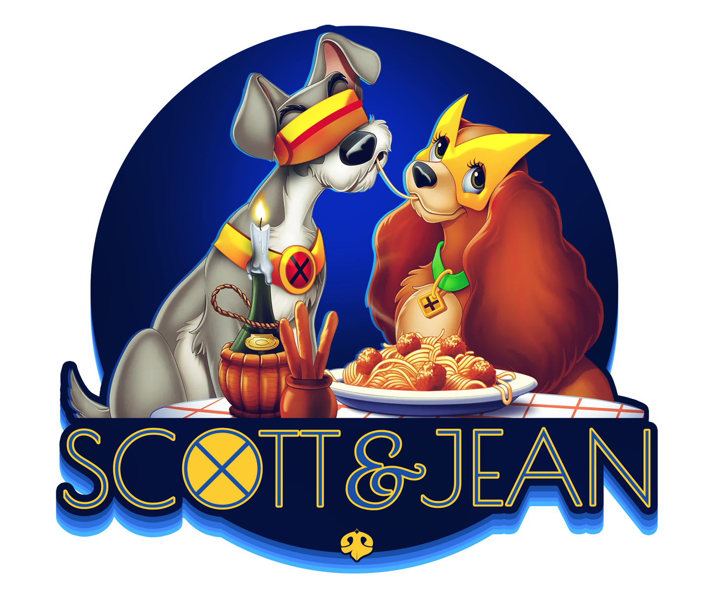 Scott & Jean - Lady and The Tramp - X-Men | Unissex T-Shirt