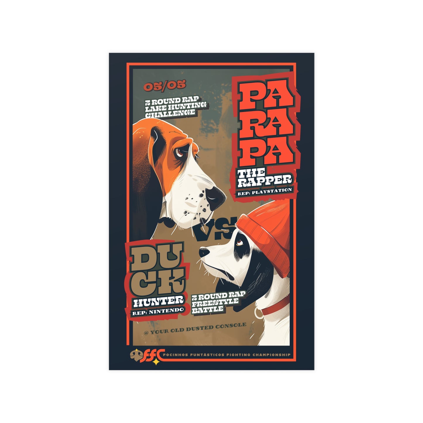 Parapa The Rapper vs Duck Hunt Dog - FFC | Matte Poster