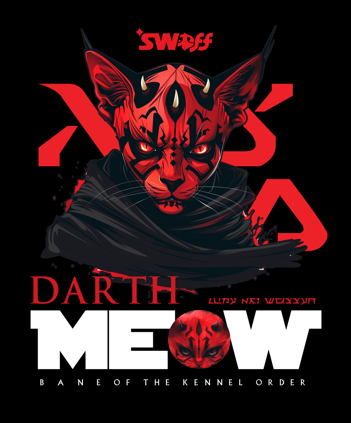 Darth Meow Preta - Star Wars | Unissex T-Shirt