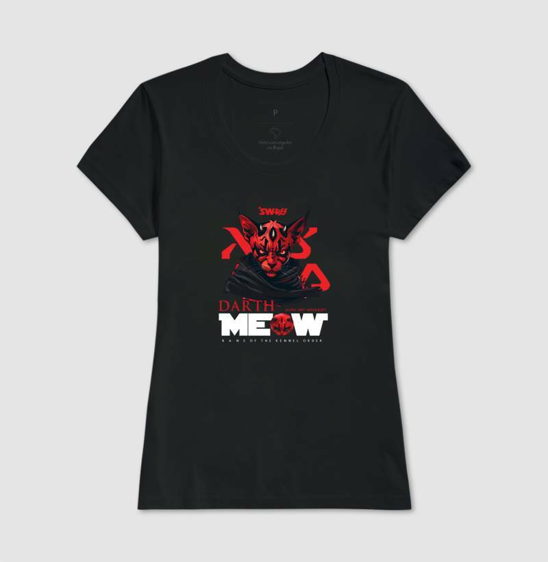 Darth Meow Preta - Star Wars | Unissex T-Shirt